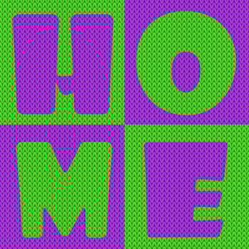 Realistic knitted background with word - home. vector