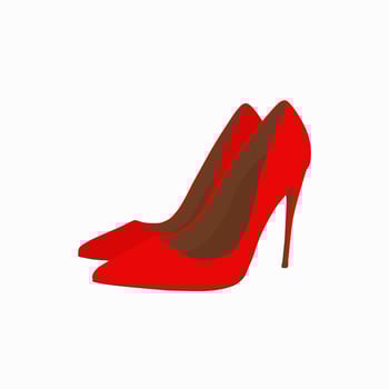 Red female high-heeled shoes. vector