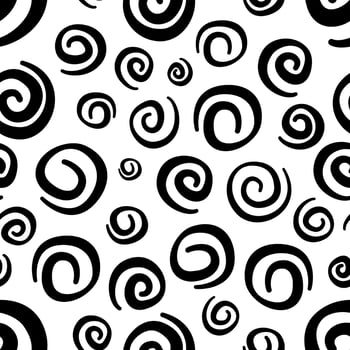 Giddy Circle Black Line on white background Seamless Pattern. Abstract art print. Design for paper, covers, cards, fabrics, interior items and any. Vector illustration.