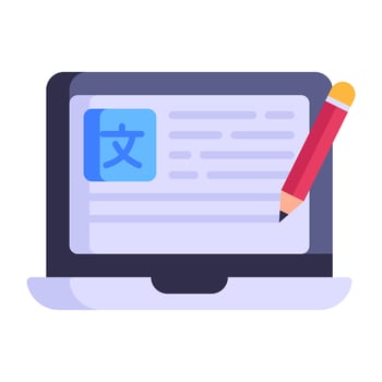 Online language learning, flat icon of translation website vector