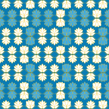 Lotus flower pattern, mosaic style. Seamless pattern. Great for Spring or Summer fabric, scrap booking, gift wrap, wallpaper, tile, dinnerware, product design projects. Surface pattern design - Vector
