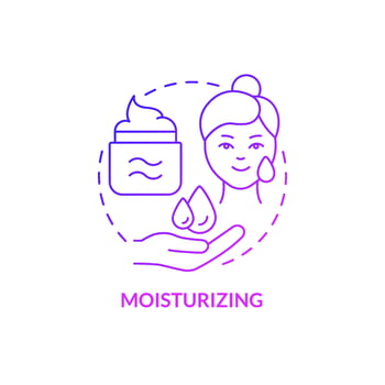 Moisturizing purple gradient concept icon. Keep skin hydrated. Skincare routine step abstract idea thin line illustration. Isolated outline drawing. Roboto-Medium, Myriad Pro-Bold fonts used vector