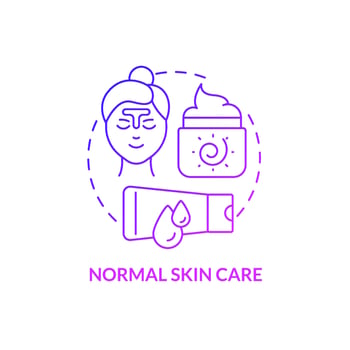 Normal skin care purple gradient concept icon. Beauty procedures. Cosmetological routine abstract idea thin line illustration. Isolated outline drawing. Roboto-Medium, Myriad Pro-Bold fonts used vector