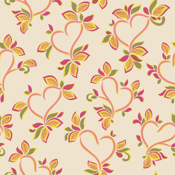 Floral hearts ornate vector seamless pattern. Great for valentines day, gift wrap, cards, scrap booking, letters, wallpaper, tile, dinnerware, product design projects. Vector