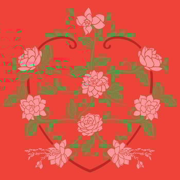 Rose love heart frame. Great for gift wrap, cards, scrap booking, letters, wallpaper, tile, dinnerware, product design projects. Vector