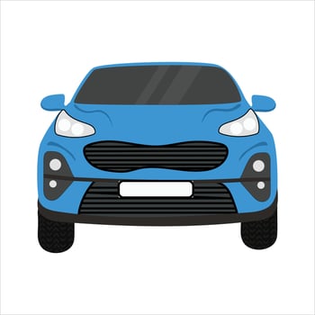 Blue car front view vector
