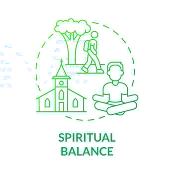 Spiritual balance green gradient concept icon. Keep mind clear and enjoy life abstract idea thin line illustration. Isolated outline drawing. Roboto-Medium, Myriad Pro-Bold fonts used vector