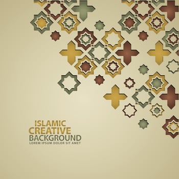 Islamic design greeting card background template with ornamental colorful detail of floral mosaic islamic art ornament vector