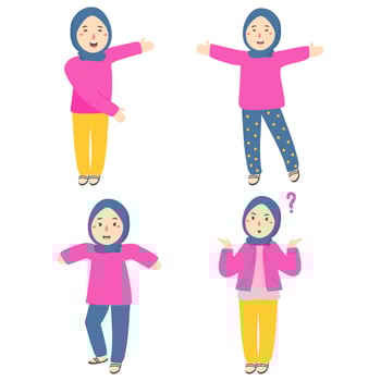 Illustration of young muslim women wearing hijab in various styles vector