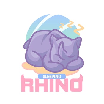 Rhino Cartoon Mascot Logo Illustration vector
