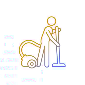 Vacuum cleaner gradient linear vector icon. Person with vacuum cleaner. Maintain cleanliness in apartment. Thin line color symbol. Modern style pictogram. Vector isolated outline drawing