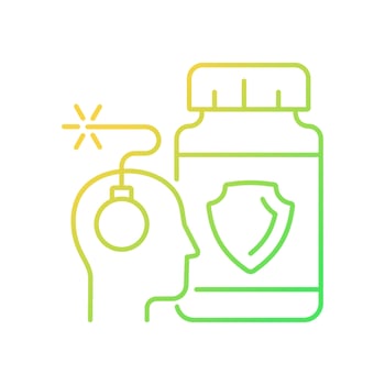 Anxiety supplements gradient linear vector icon. Mental health disorders. Nutrients for better brain chemistry. Thin line color symbol. Modern style pictogram. Vector isolated outline drawing