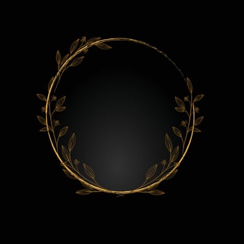 golden leaves floral round frame vector