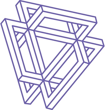 Impossible shape. Sacred geometry figure. Optical illusion. Abstract eternal geometric object. Impossible endless outline. Optical art. Impossible geometry shape on a white background. vector