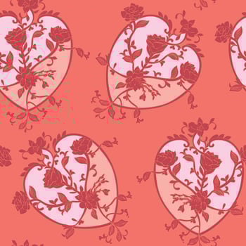 Romantic, modern love rose, floral motif with vintage feel. Seamless pattern. Great for fabric, scrap-booking, gift-wrap, gifts, wallpaper, product design projects. Surface pattern design - Vector