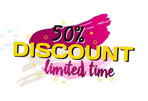 Paint smear web banner, business card, 50 percent DISCOUNT template - Vector