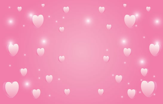 Illustration background Love Concept.Sweet pink color, perfect for Valentine's Day or love communication.Illustration with hearts and glitter twinkle. design for banner, invitation card, coupon. vector