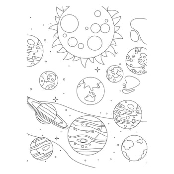 Space coloring pages for kids free vector