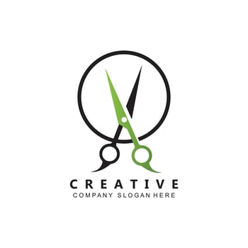 Barber tool scissors logo icon background symbol vector