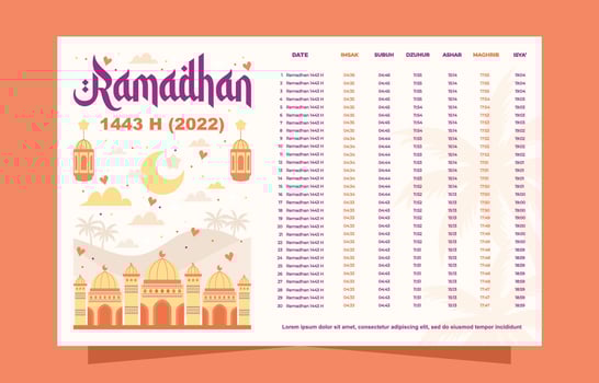 Fasting Month Calendar Template vector