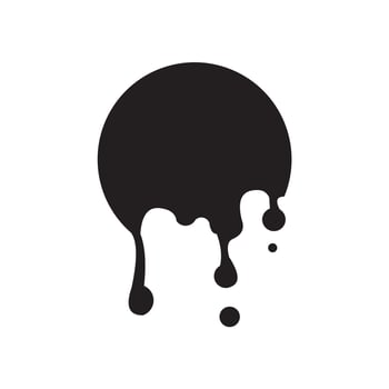 Dripping paint icon set. Current liquid. Current paint, stains. Current inks, black ink. Black dripping slime. Paint drops and blots. Vector illustration.
