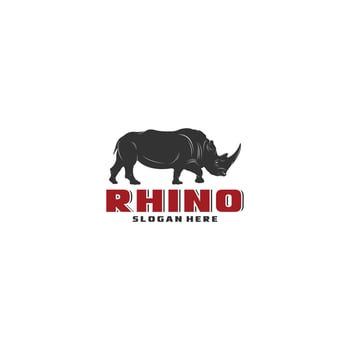 rhino logo template in white background vector