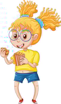 Cute girl standing on white ground vector
