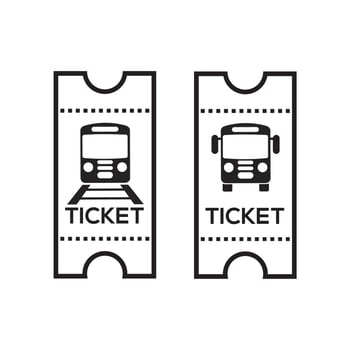 Train ticket icon with shadow vector