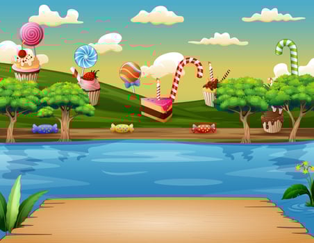Illustration of sweet land on the riverside vector