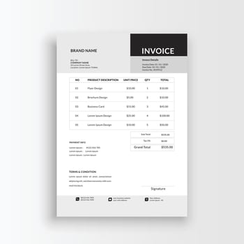 Clean and minimalist business invoice template, receipt voucher, sales invoice vector
