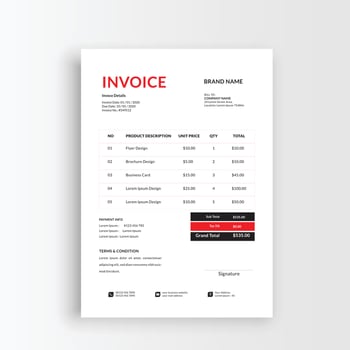Clean and minimalist business invoice template, receipt voucher, sales invoice vector