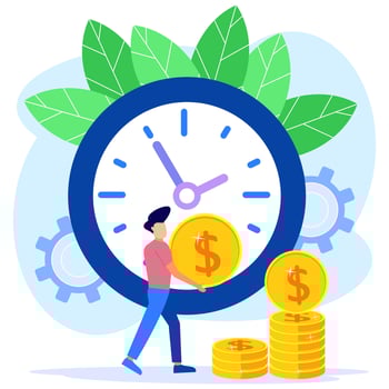 Illustration vector graphic cartoon character of time is money