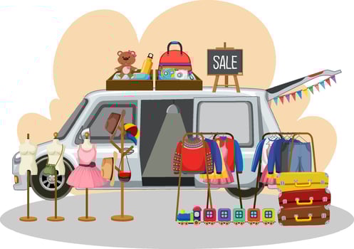 Flea market concept with a car boot sale vector