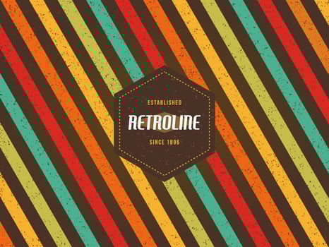 Colourful stripes retro vintage badge and background vector