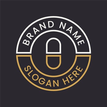 simple modern monoline pill on badge vector logo template for healthcare medical and fitness business company