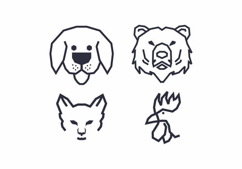 Stiff art style of animal head vector