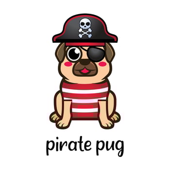 Cute cartoon Pug Dog pirate vector