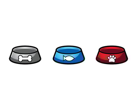 pet food bowl collection set vector illustration