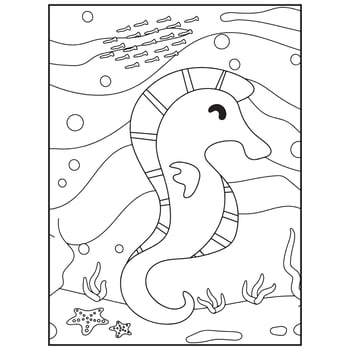 Ocean Animals Coloring Pages For Kids Pro Vector