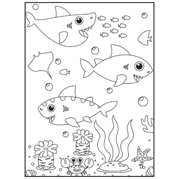Ocean Animals Coloring Pages For Kids Pro Vector