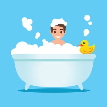 man bathing vector cartoon illustration