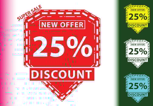 25 percent discount new offer logo and icon design template vector