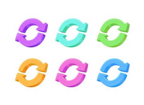 3d arrows color icons vector set isolated on white background,