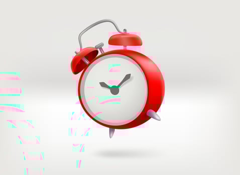 Retro red alarm clock. 3d vector illustration