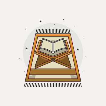 the quran on the prayer rug vector