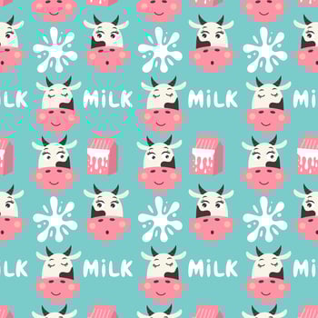 Cow face pattern with milk carton vector
