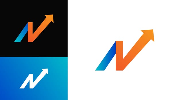 Letter N, NV and arrowhead logo template for financial business vector
