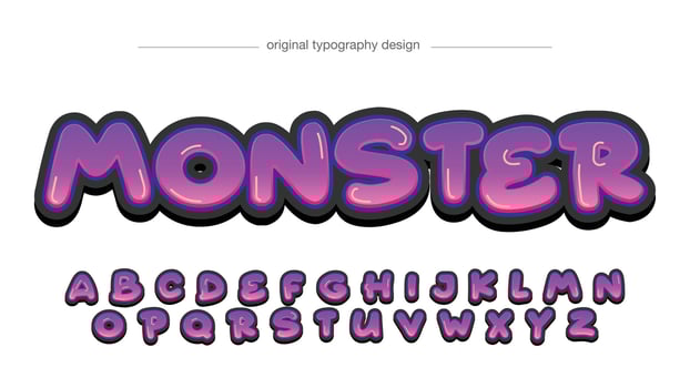 Purple bubble rounded cartoon typography vector