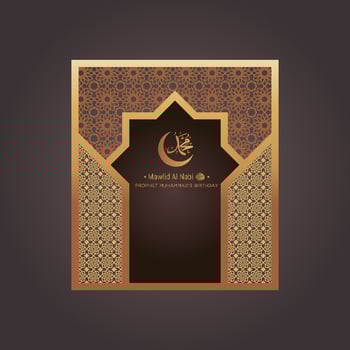 Mawlid al nabi islamic greeting card with arabic calligraphy. vector