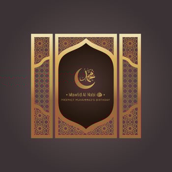 Mawlid al nabi islamic greeting card with arabic calligraphy. vector